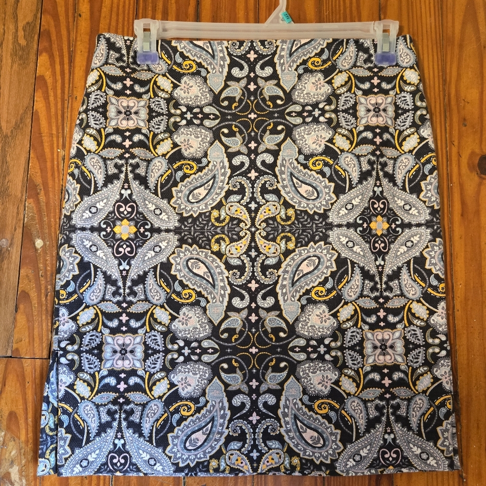 LOFT Black and White Embellished A-Line Skirt